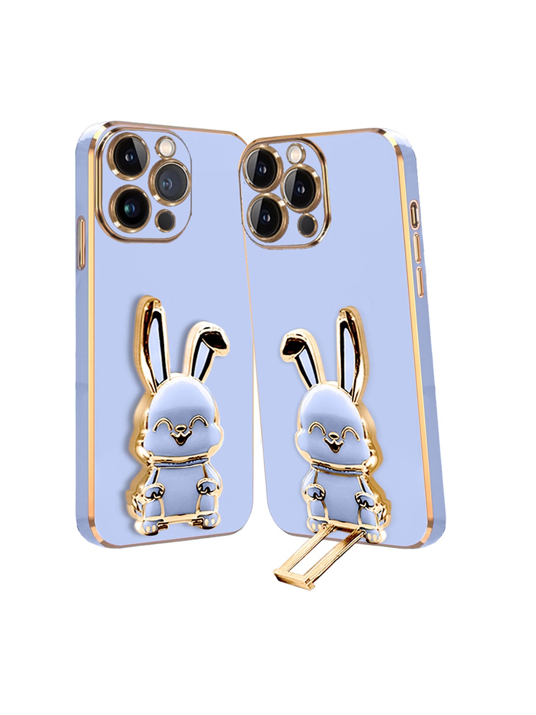 

Karwan iPhone 15 Pro Max Back Case With 3D Bunny Folding Stand, Blue