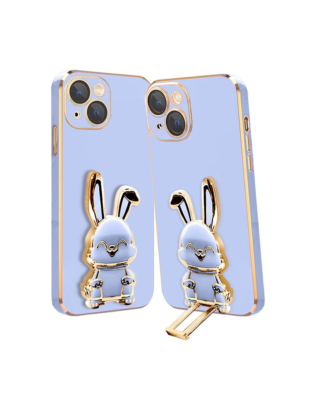 

Karwan iPhone 14 Back Case With 3D Bunny Folding Stand, Blue