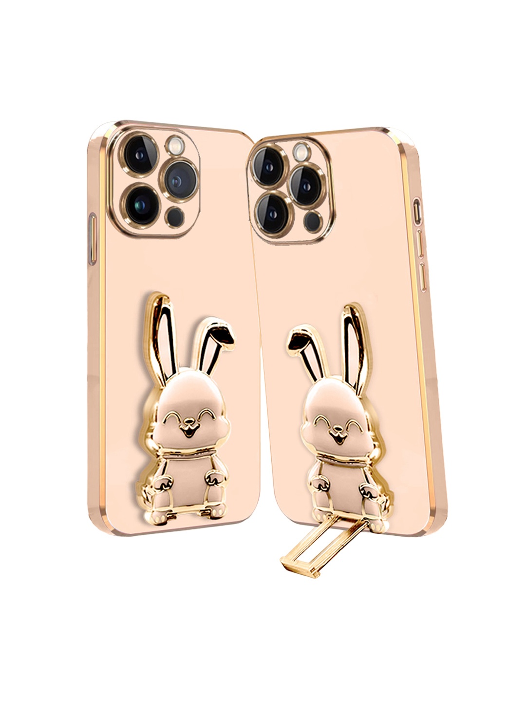 

Karwan iPhone 14 Pro Max Back Case With 3D Bunny Folding Stand, Pink