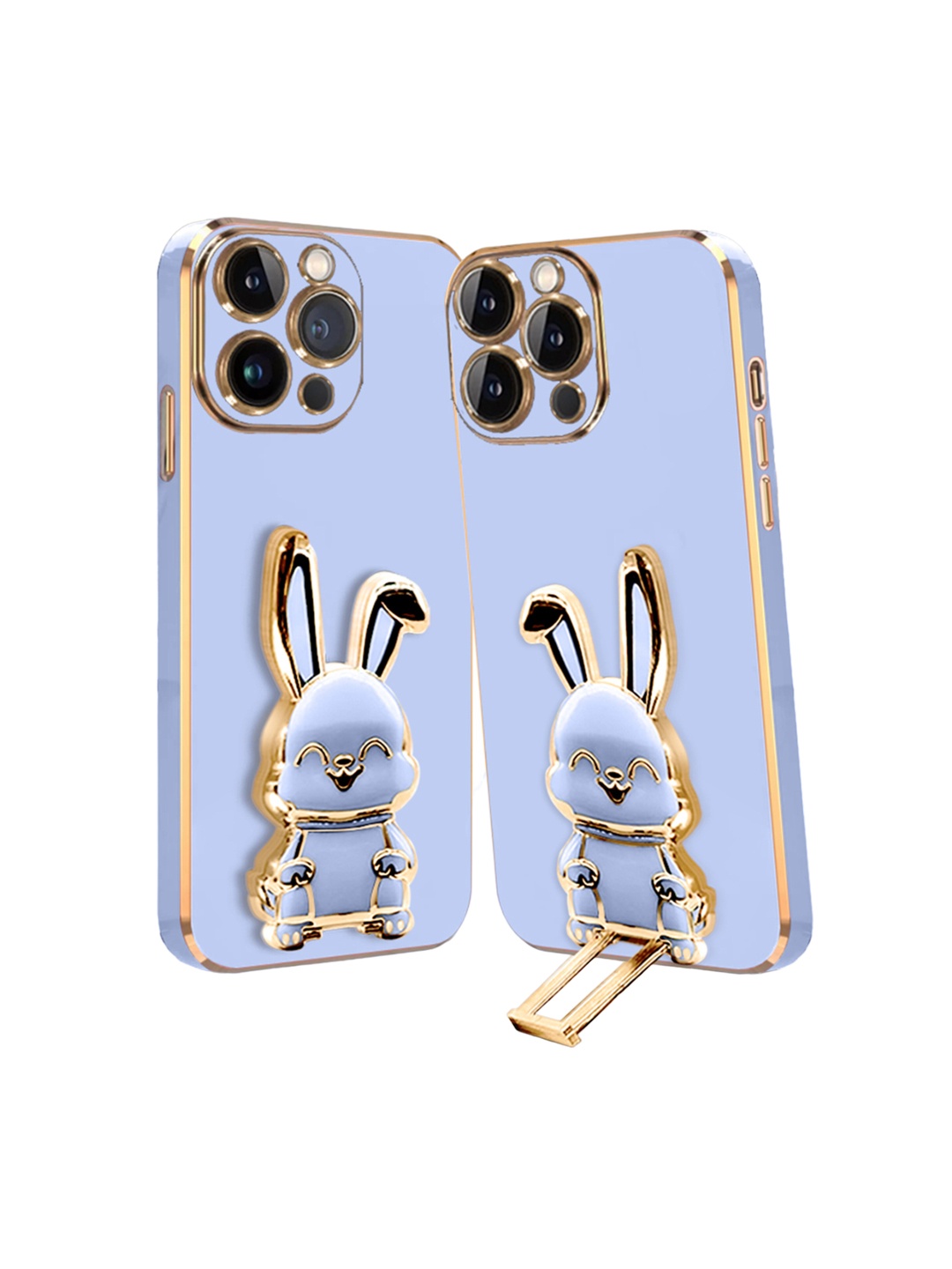 

Karwan iPhone 14 Pro Back Case With 3D Bunny Folding Stand, Blue