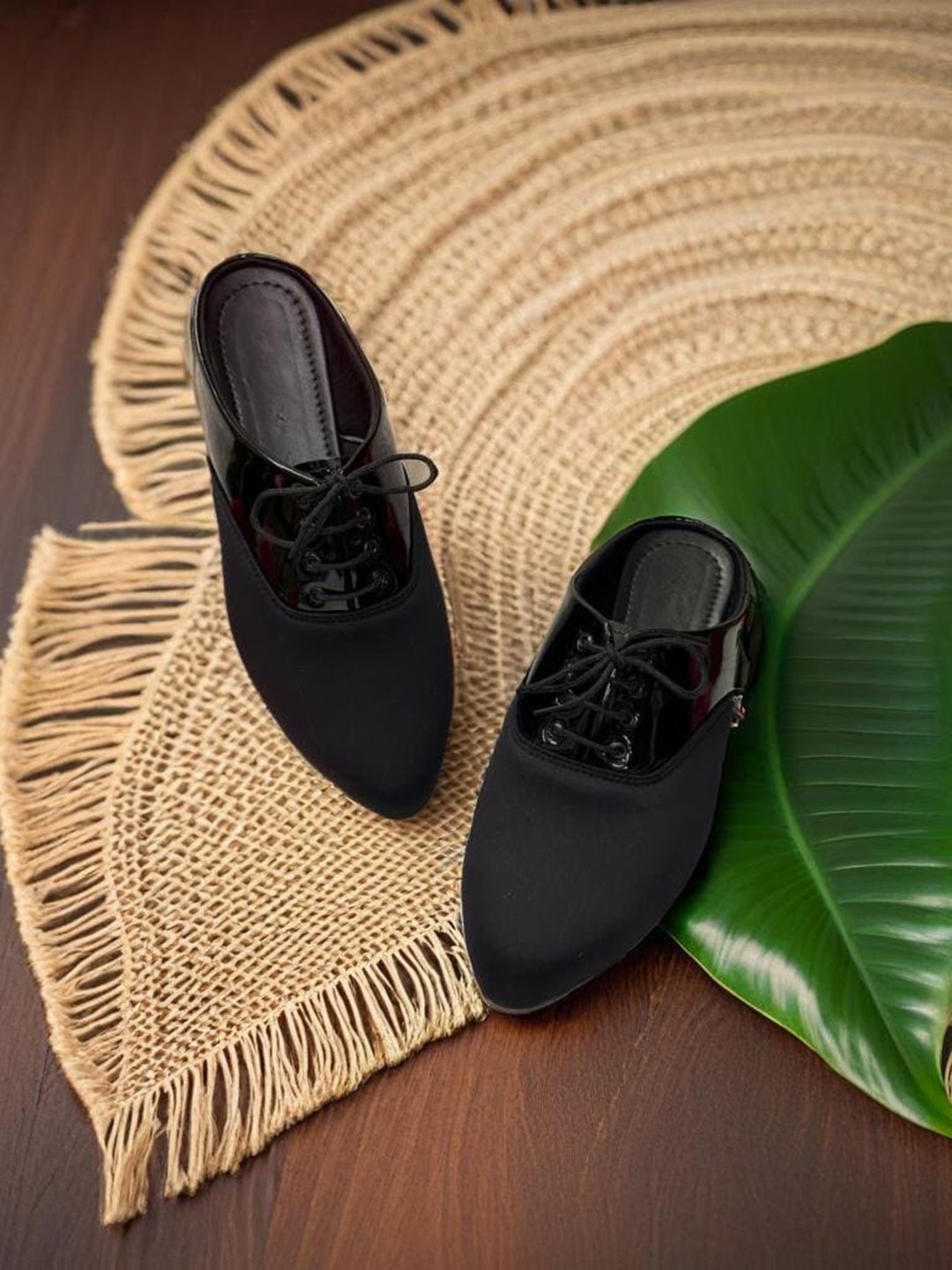 

Kiana Women Pointed Toe Lace Up Mules, Black