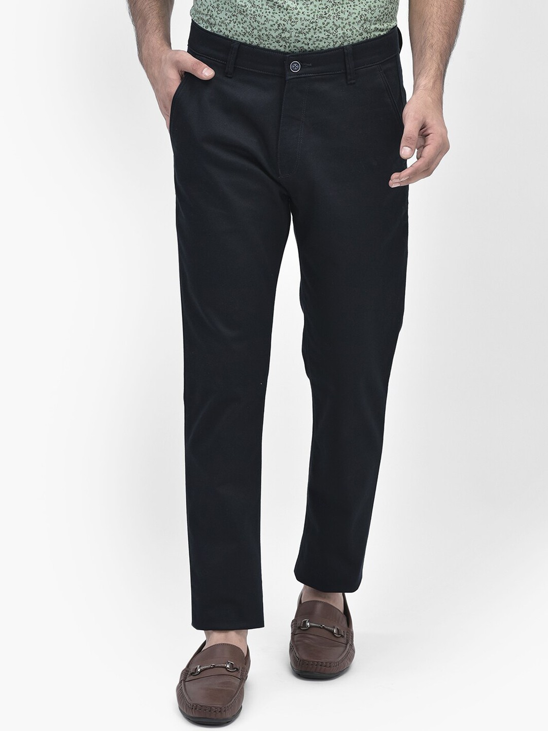 

Crimsoune Club Men Mid-Rise Original Slim Fit Chinos Trousers, Navy blue