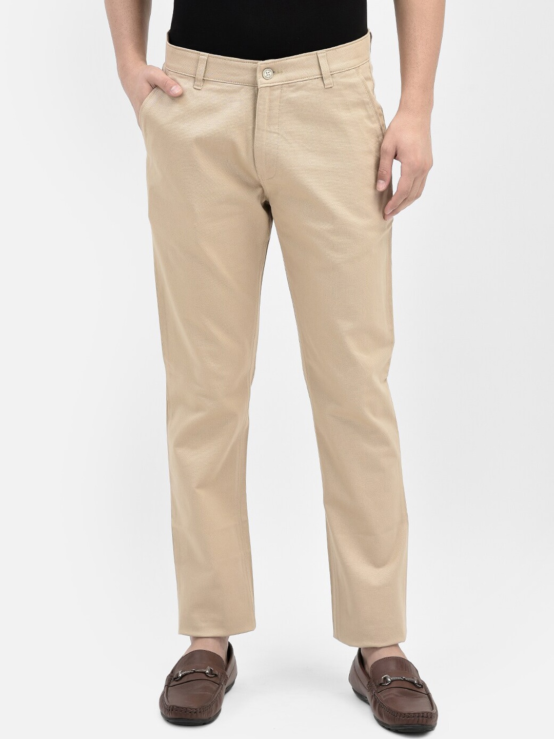 

Crimsoune Club Men Mid-Rise Original Slim Fit Chinos Trousers, Beige