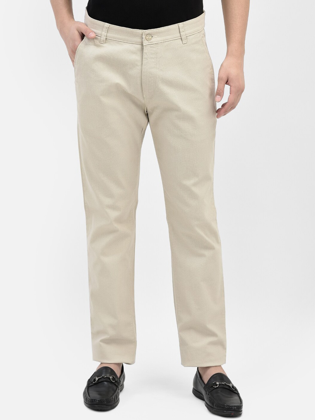 

Crimsoune Club Men Slim Fit Chinos Trousers, Beige