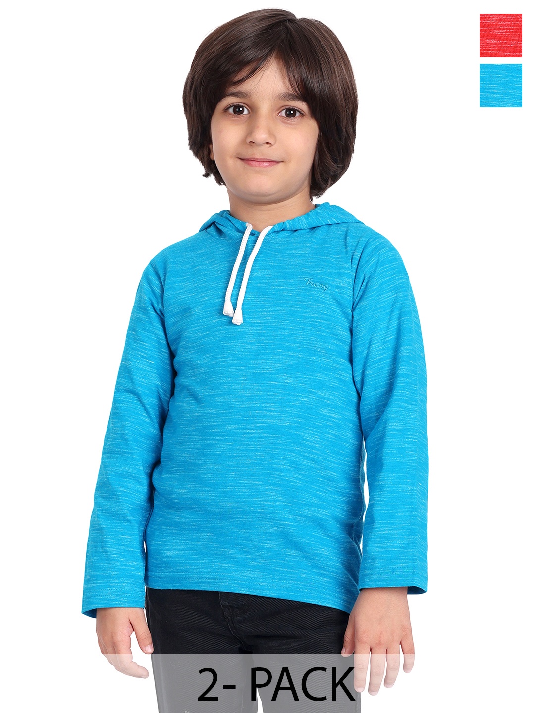 

BAESD Boys Pack Of 2 Striped Cotton Hooded T-shirts, Blue