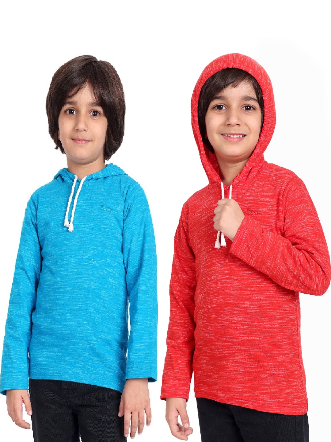 

BAESD Boys Pack Of 2 Striped Cotton Hooded T-shirts, Blue