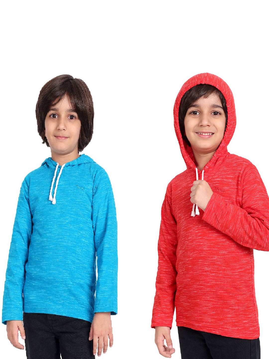 

BAESD Boys Pack Of 2 Striped Cotton Hooded T-shirts, Blue