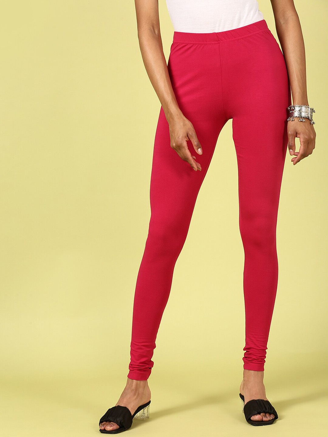 

De Moza Cotton Churidar Length Leggings, Fuchsia