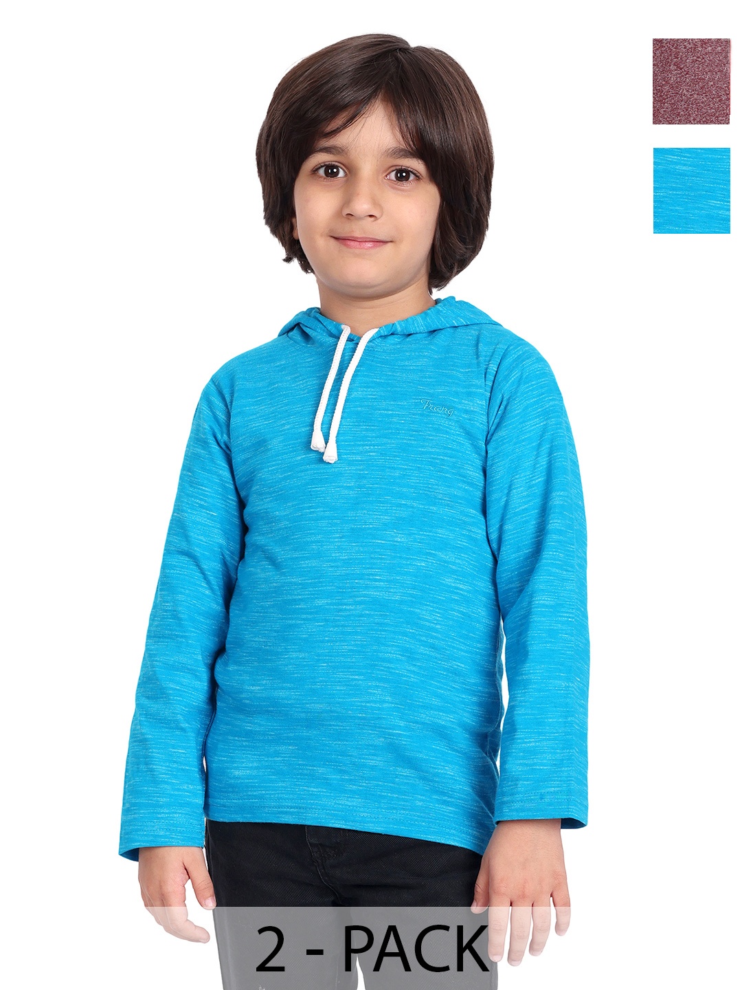 

BAESD Boys Pack Of 2 Hooded Regular Fit Cotton Casual T-shirt, Blue