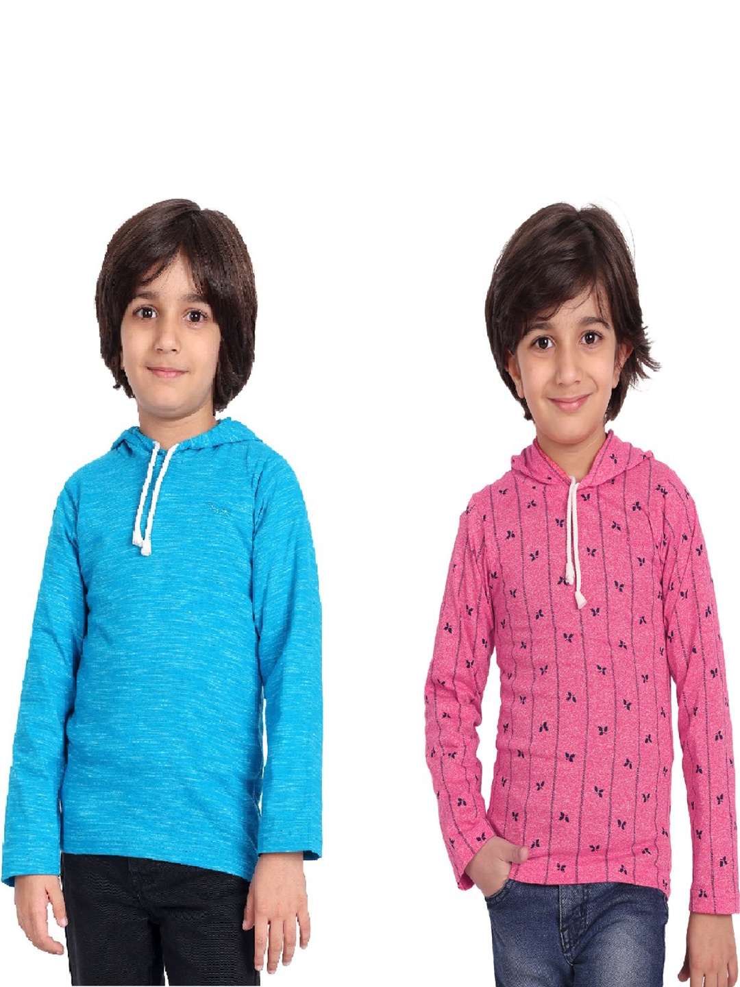 

BAESD Boys Pack Of 2 Printed Cotton Hooded T-shirts, Blue