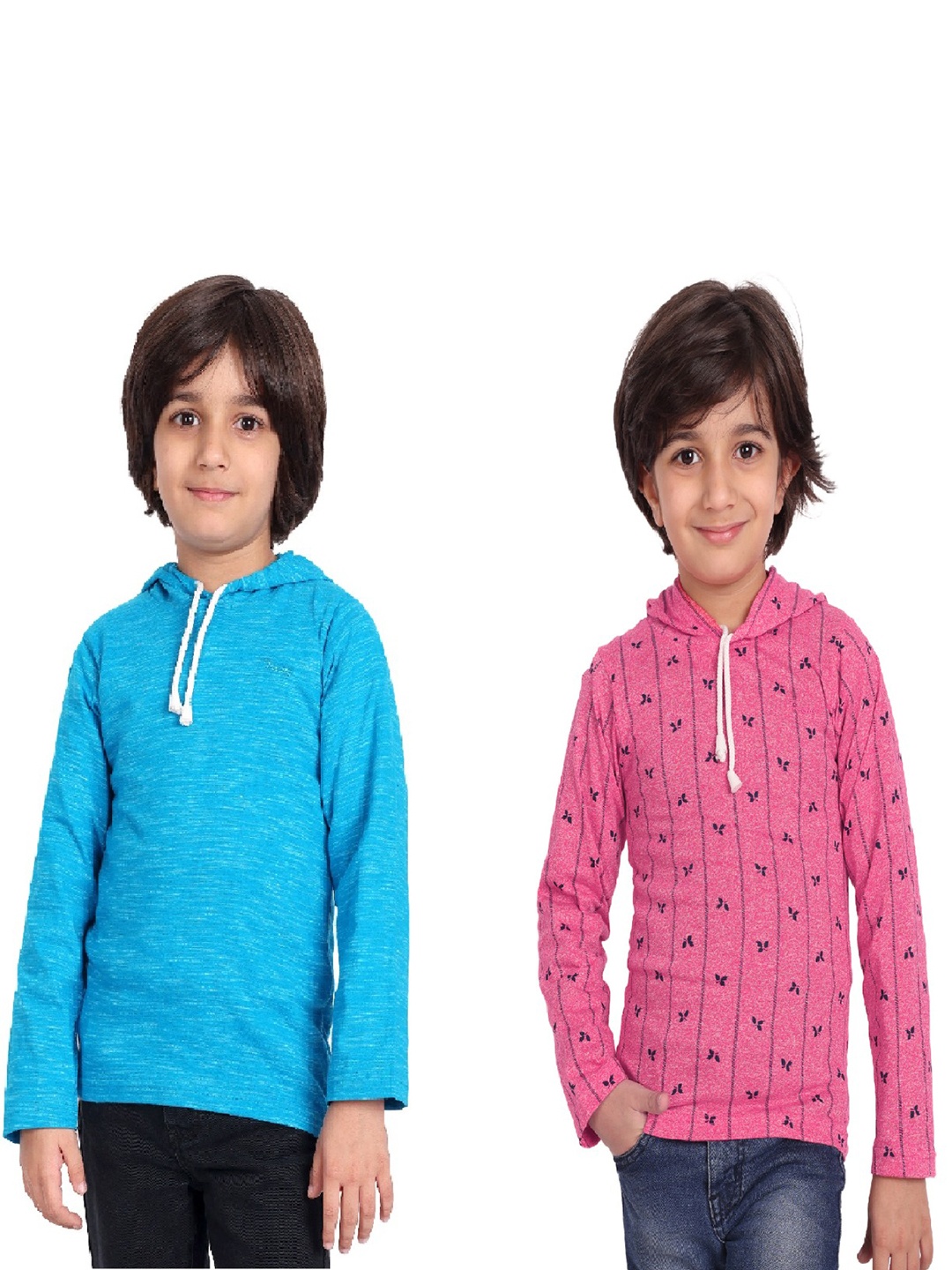 

BAESD Boys Pack Of 2 Printed Hooded Regular Fit Cotton Casual T-shirt, Blue