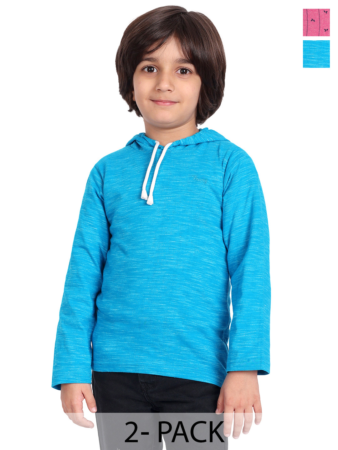 

BAESD Boys Pack Of 2 Printed Cotton Hooded T-shirts, Blue