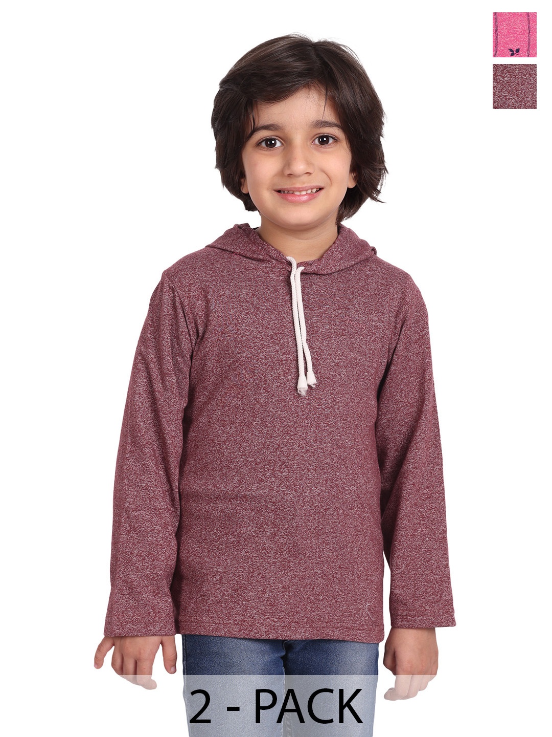 

BAESD Boys Pack Of 2 Printed Cotton Hooded T-shirts, Brown