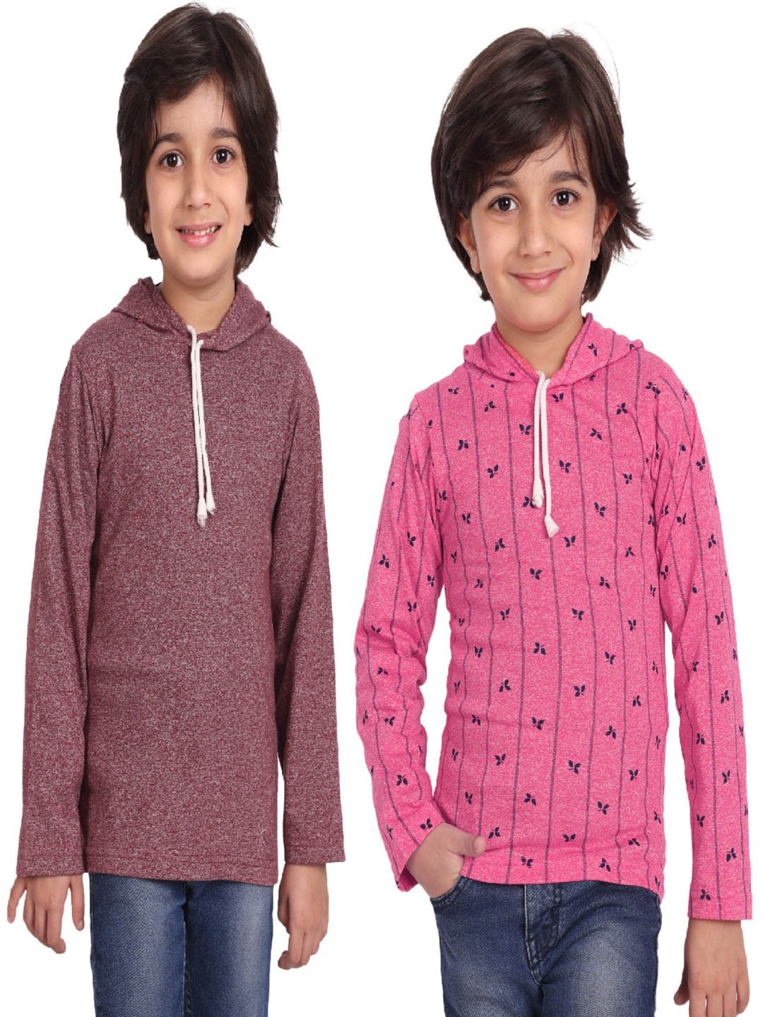 

BAESD Boys 2 Hooded Extended Sleeves Pockets T-shirt, Multi
