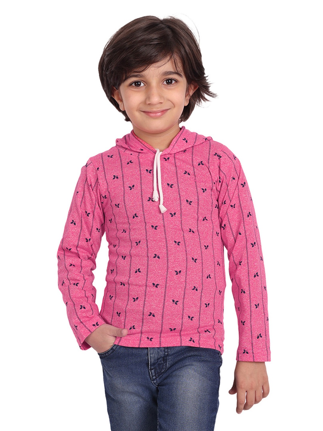 

BAESD Boys Pack Of 2 Hooded Printed Cotton Pockets T-shirt, Pink