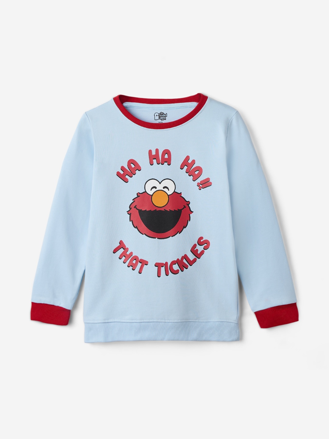 

The Souled Store Girls Blue Sesame Street: Funny Elmo Printed Pullover Sweatshirt