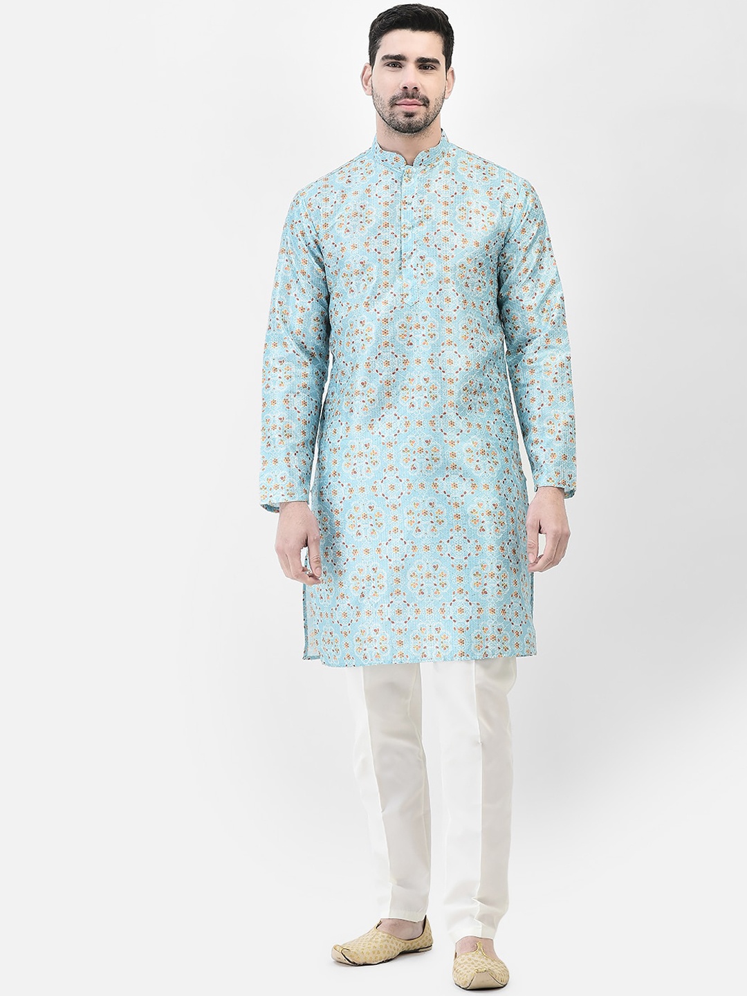 

SG LEMAN Ethnic Motifs Embroidered Kurta With Pyjama, Blue