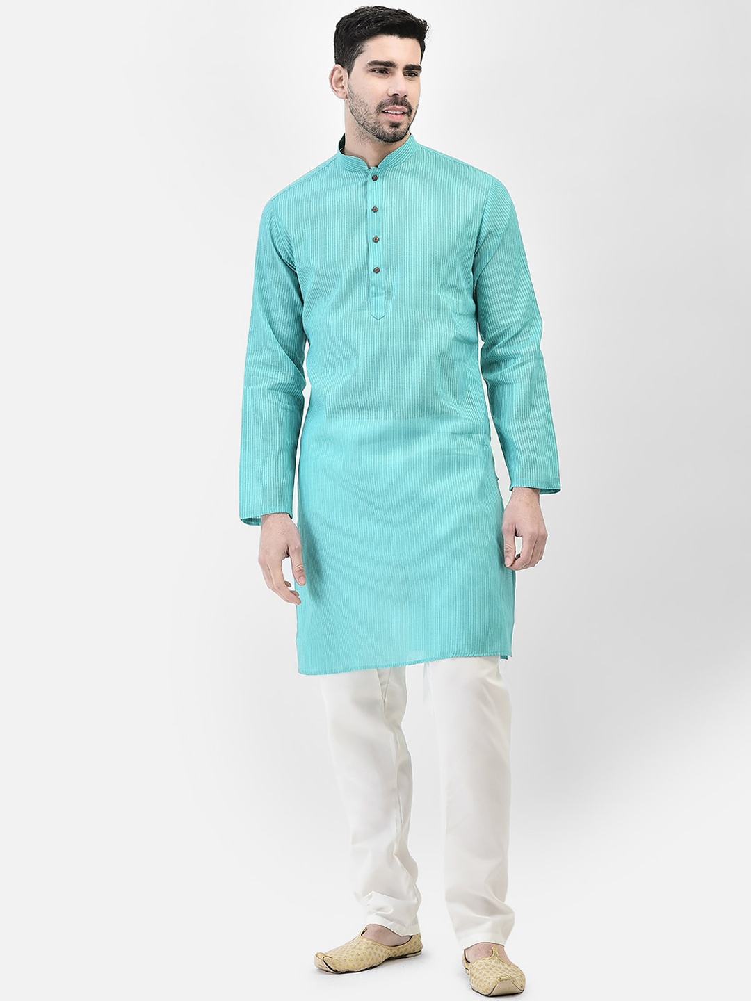 

SG LEMAN Striped Woven Design Regular Kurta With Pyjama, Turquoise blue