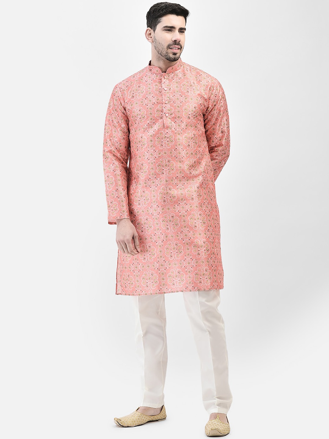 

SG LEMAN Ethnic Motifs Printed Regular Sequinned Kurta With Pyjama, Pink