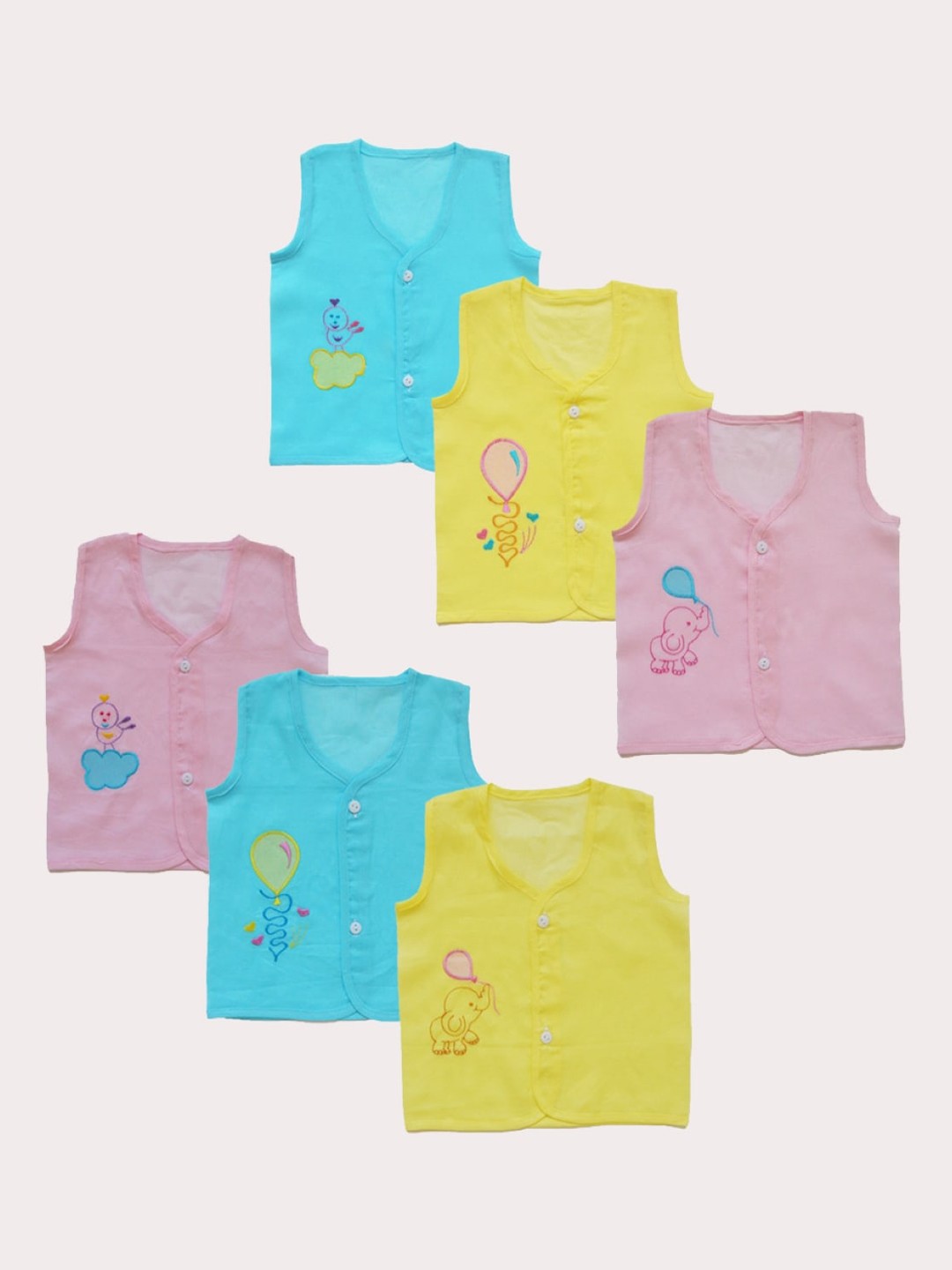 

BAESD Infants Pack Of 6 Cotton Jhablas PPSO6S002, Pink