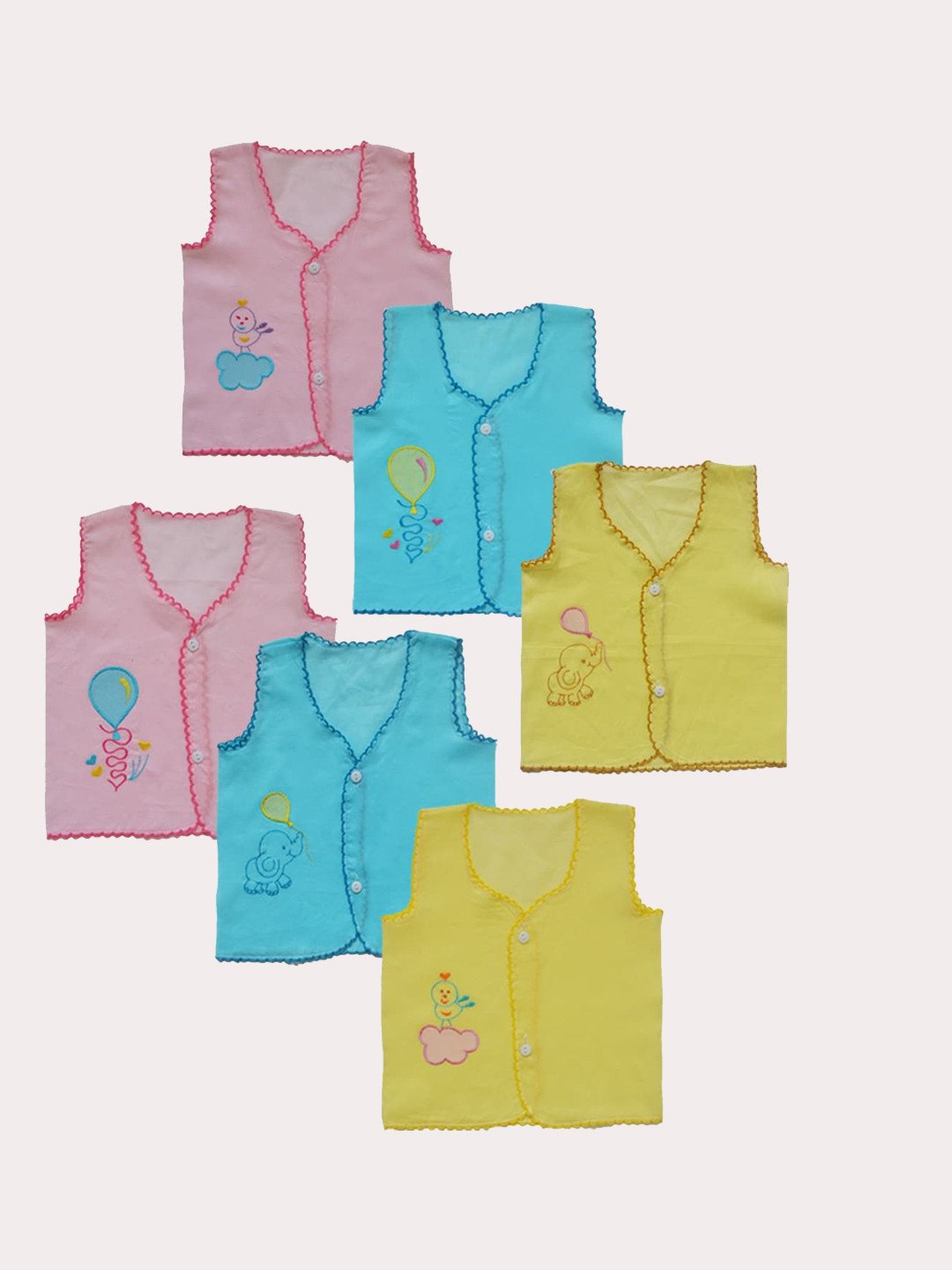 

BAESD Infants Pack Of 6 Sleeveless Cotton Jhablas, Pink