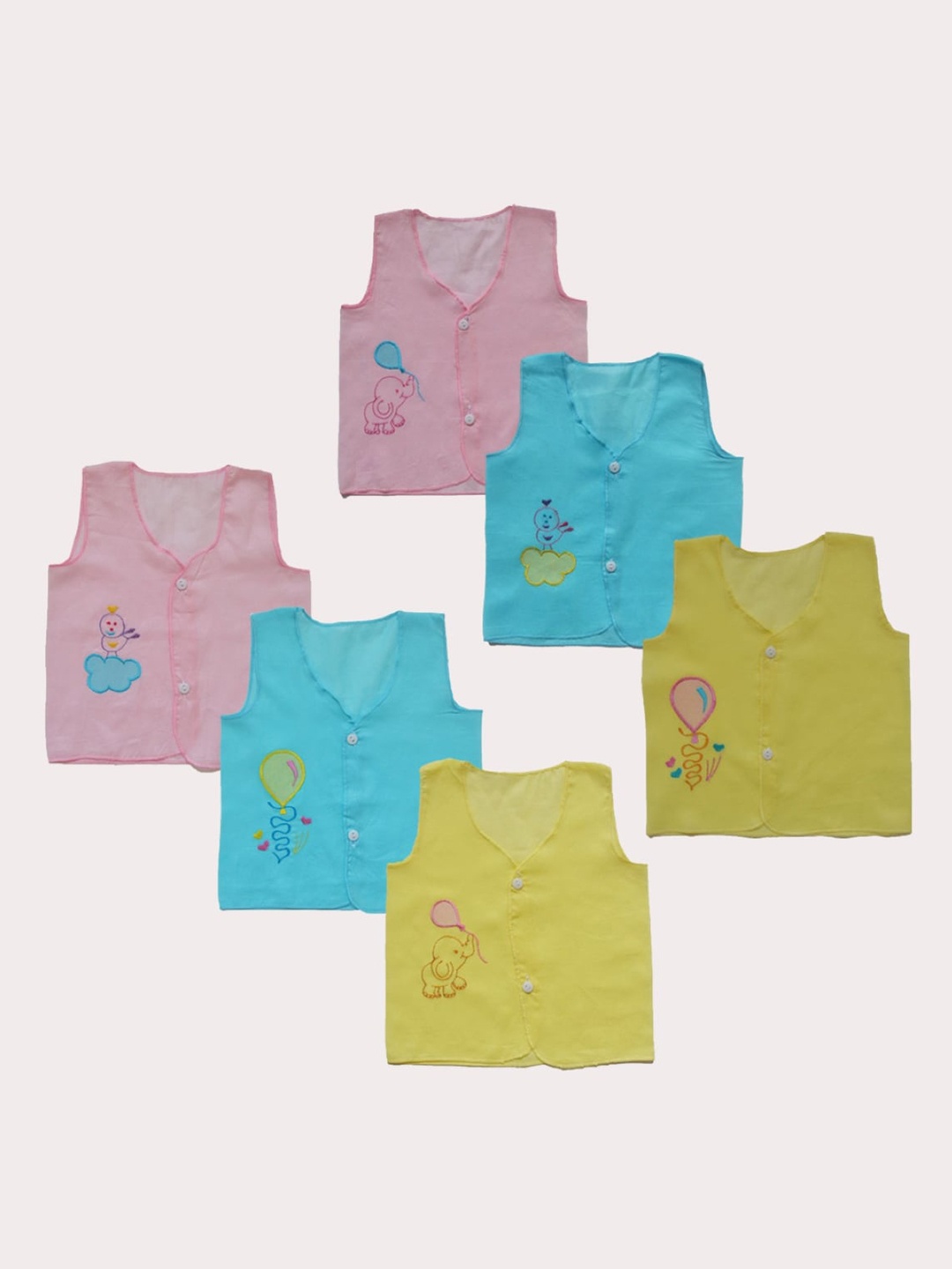 

BAESD Infants Pack Of 6 Cotton Jhablas PTSO6S002, Pink