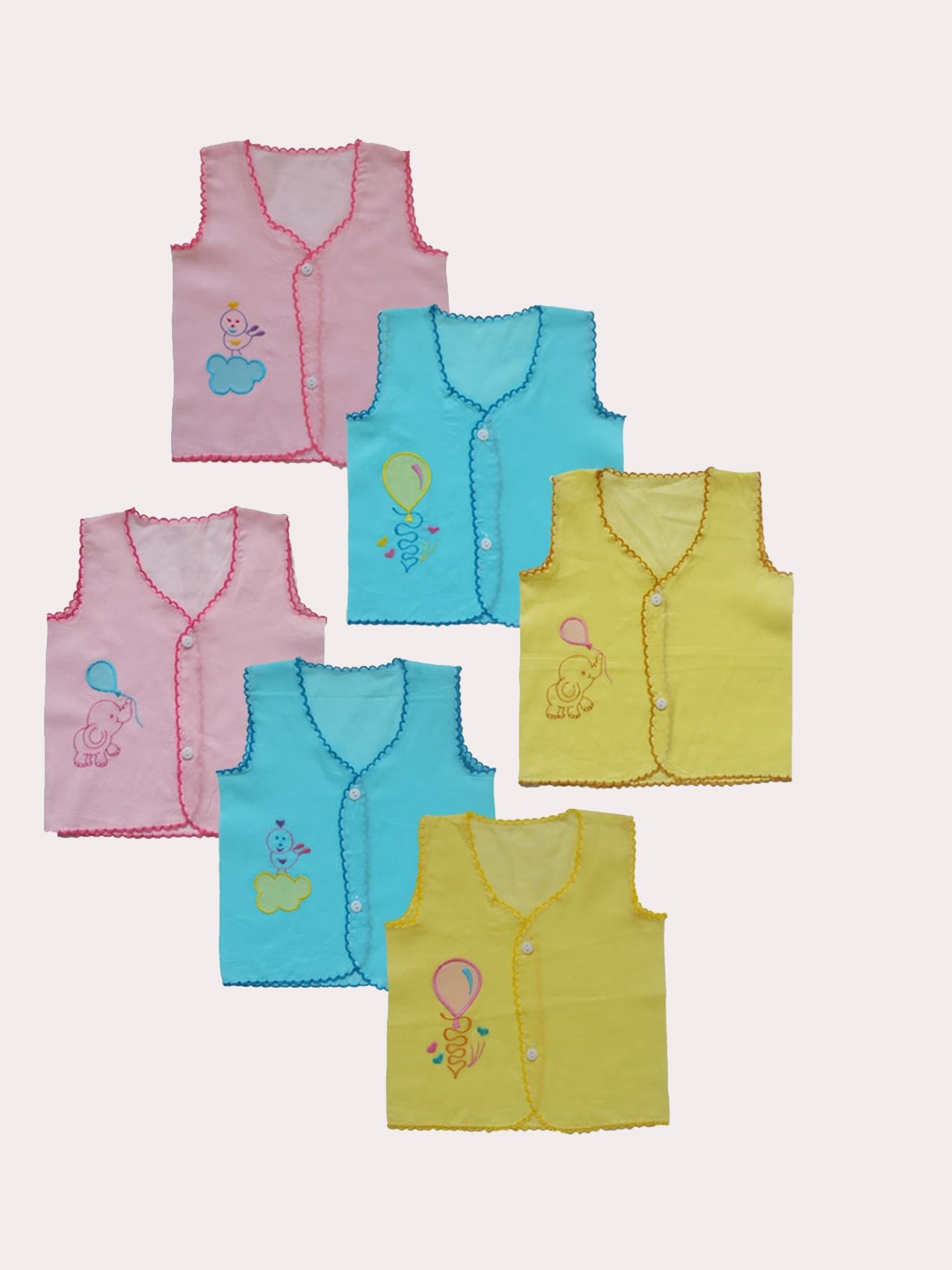 

BAESD Infants Pack Of 6 Printed Cotton Jhablas, Pink