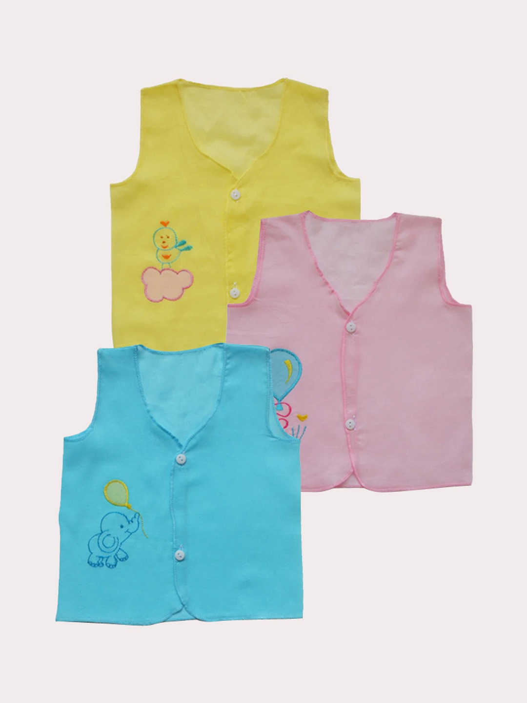 

BAESD Infant Pack Of 3 Graphic Printed Pure Cotton Jablas, Pink