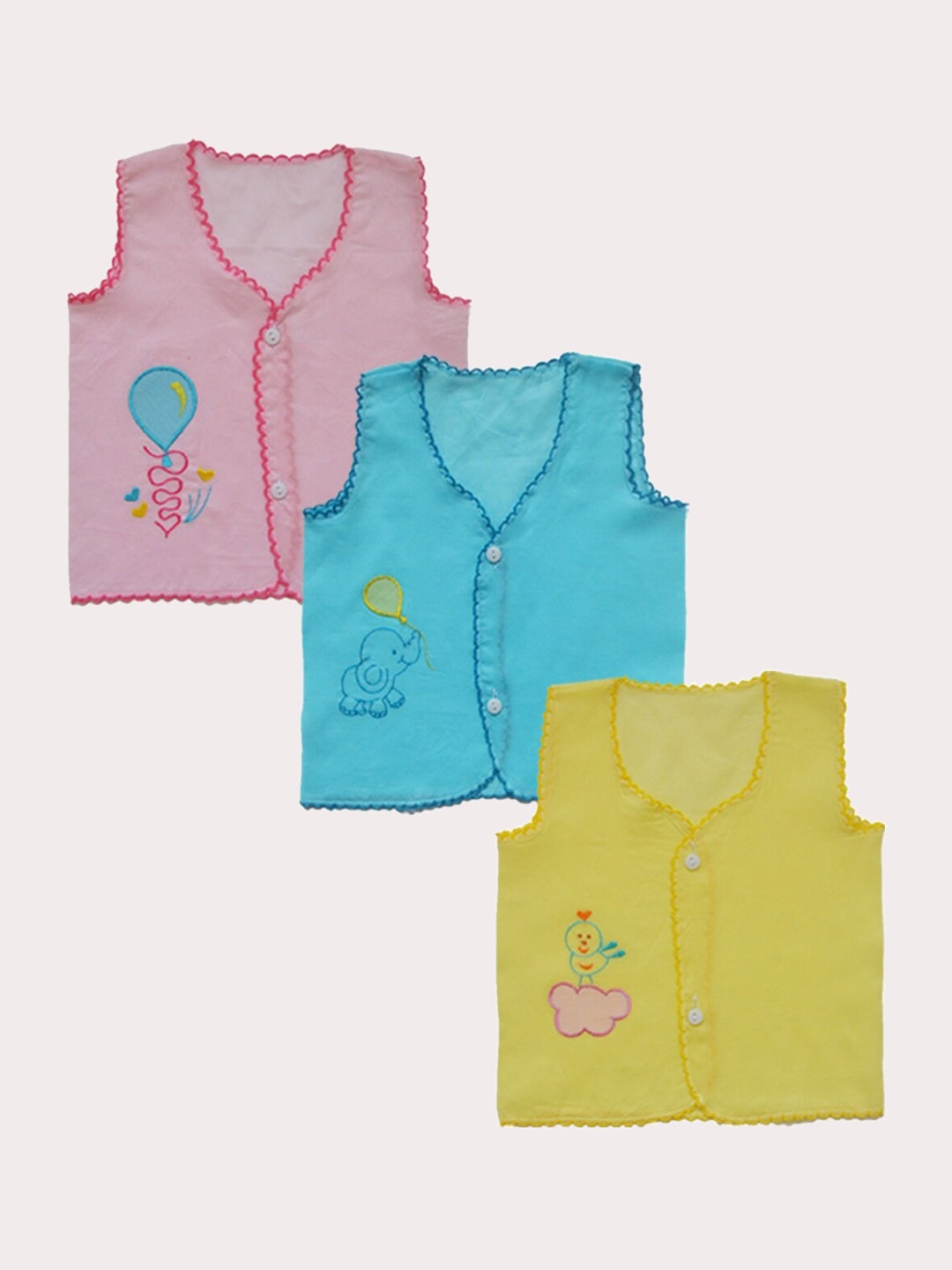 

BAESD Infants Pack Of 3 Printed Cotton Jhablas, Pink