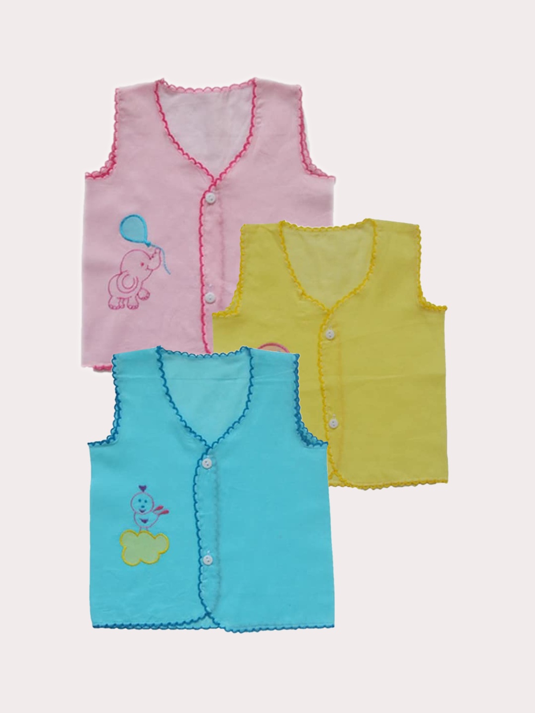 

BAESD Infants Pack Of 3 Cotton Jhablas ARSO3S002, Pink