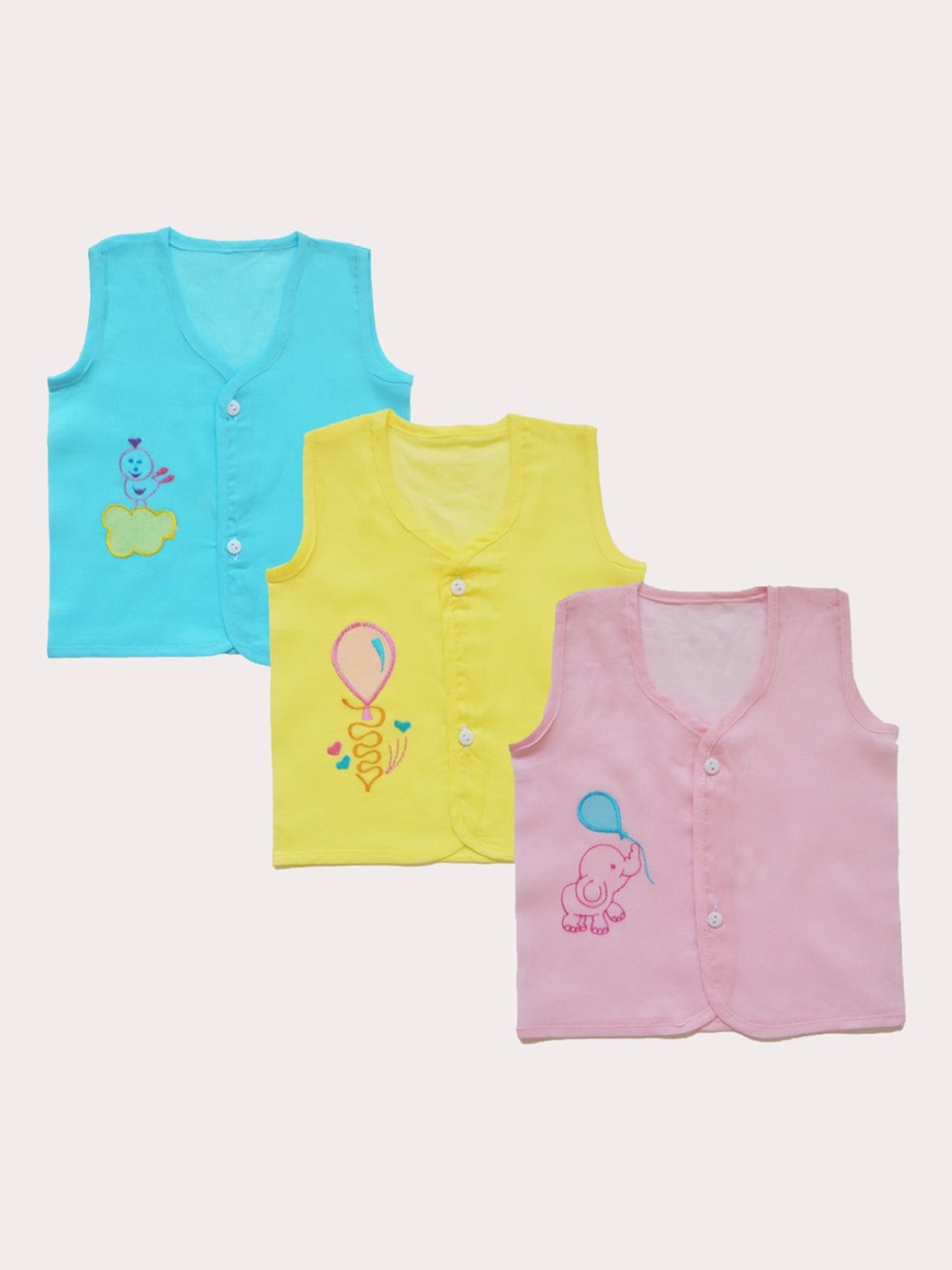 

BAESD Infants Pack Of 3 Printed Cotton Jhablas, Pink