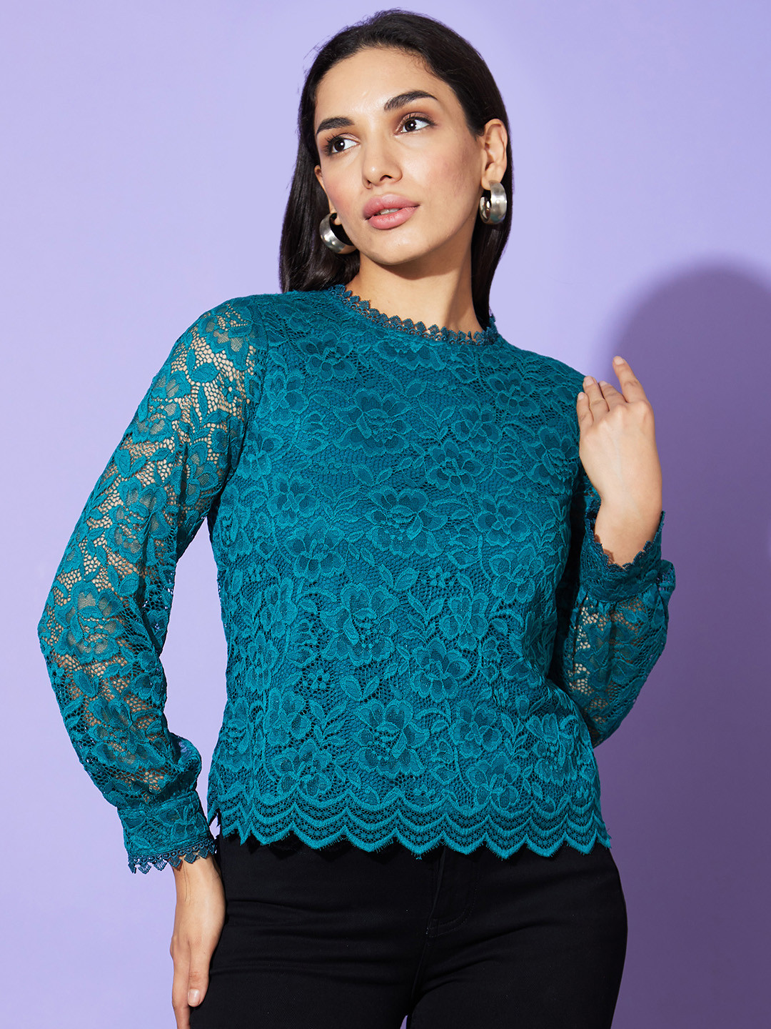 

Globus Floral Lace Party Top, Teal