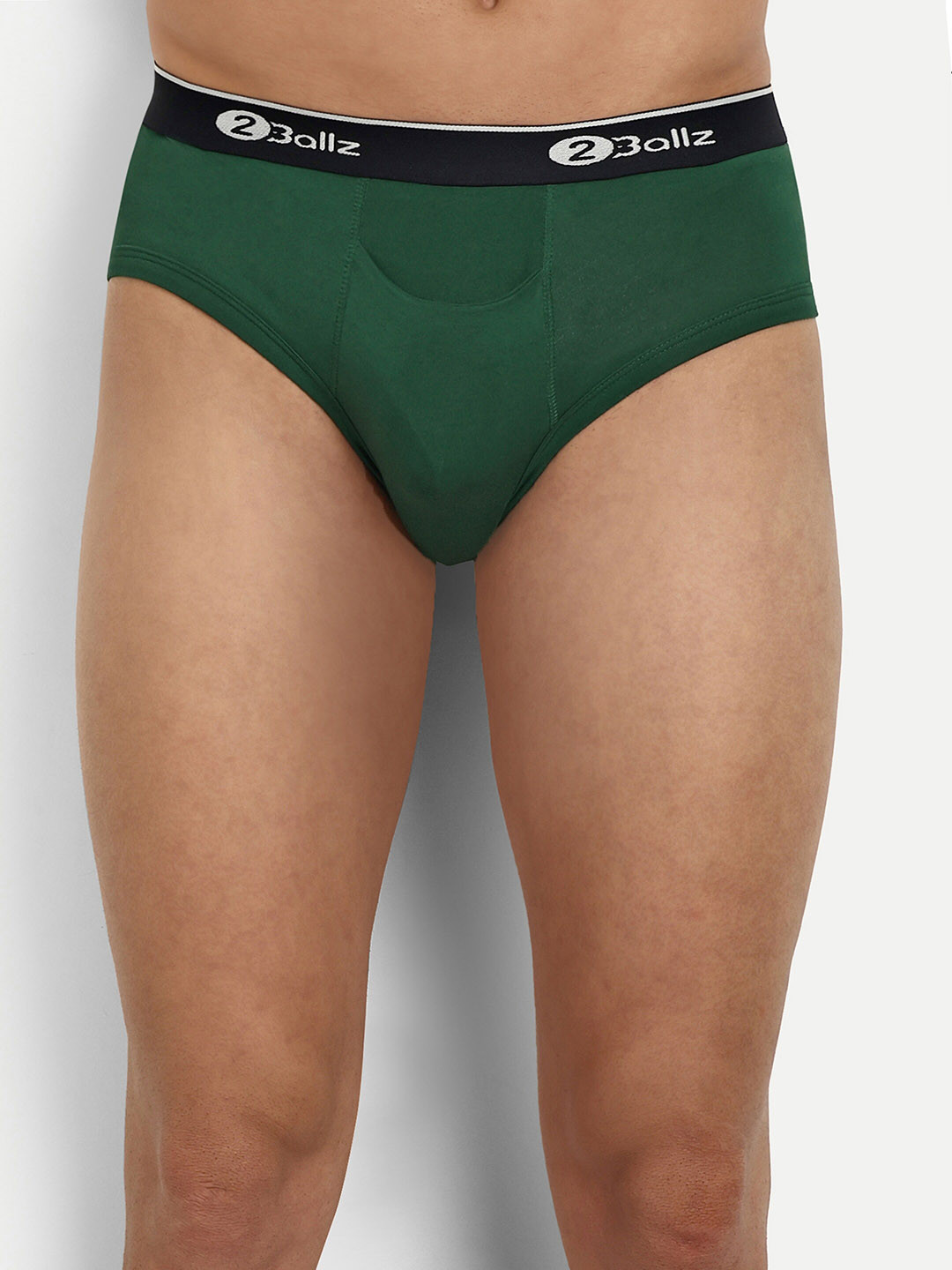

2BALLZ Men Horizontal Fly Opening Without Pouch Brief BG-1-2BRB, Green