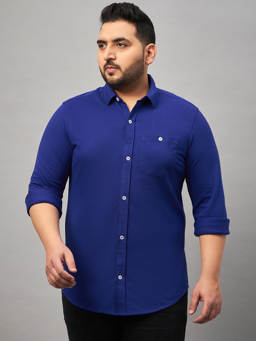 

Club York Men Plus Size Spread Collar Cotton Casual Shirt, Khaki