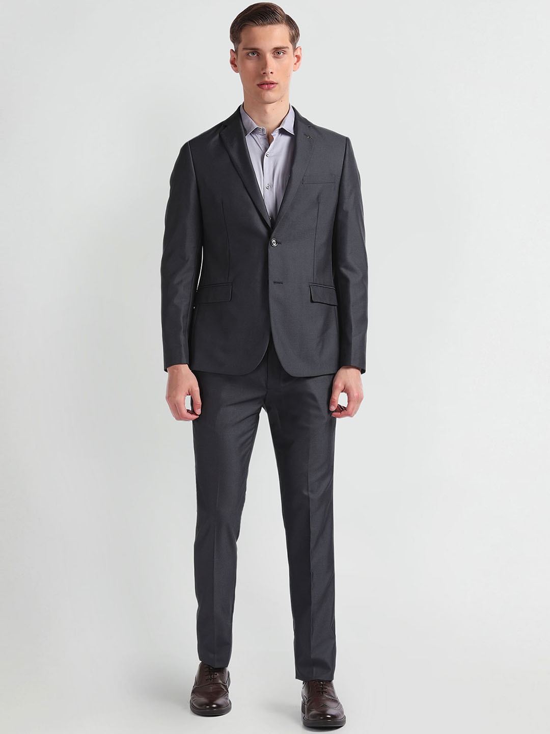 

Arrow Slim-Fit Single-Breasted Two-Piece Formal Suit, Grey
