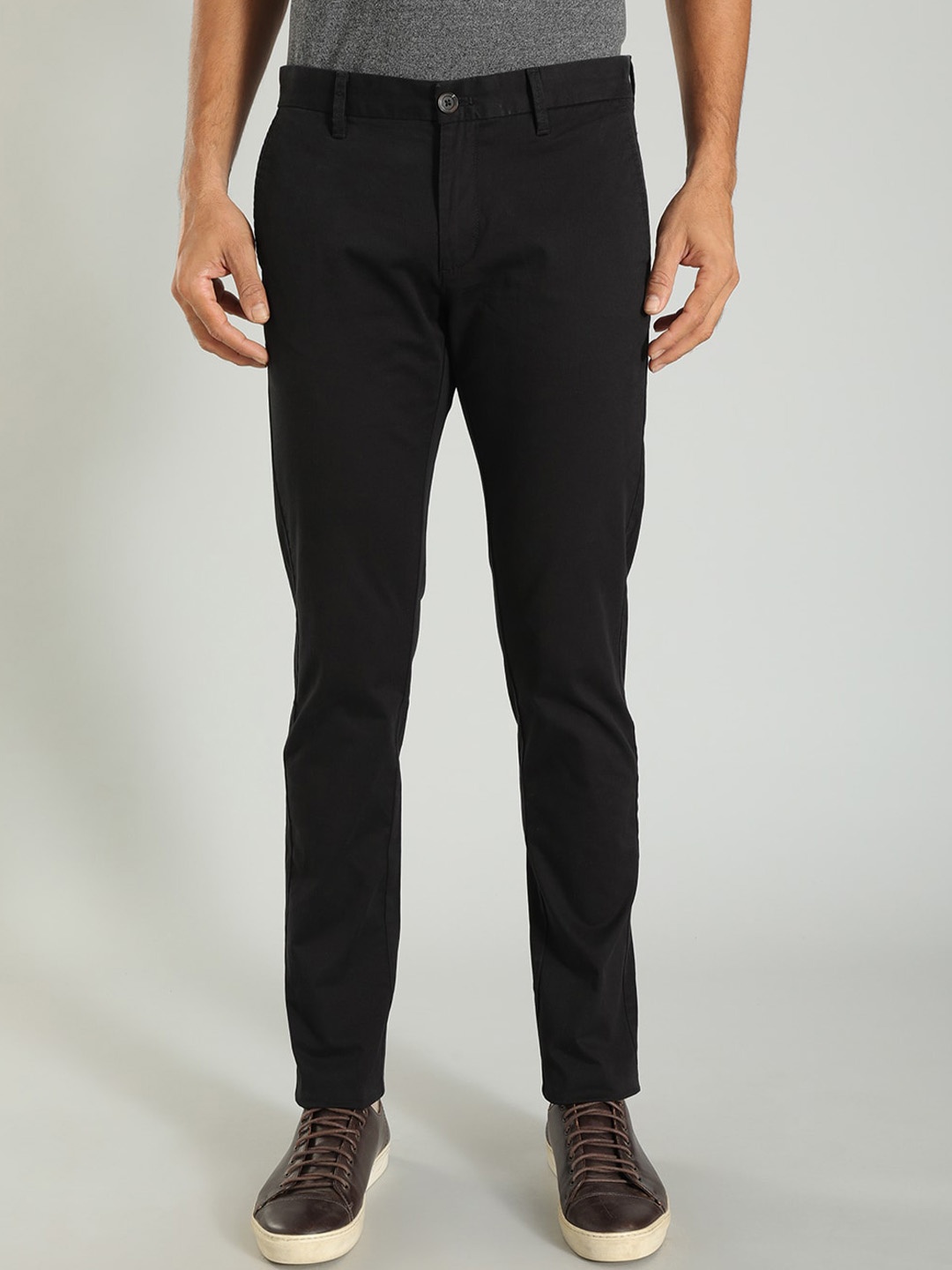 

Indian Terrain Men Brooklyn Slim Fit Cotton Regular Trouser, Black