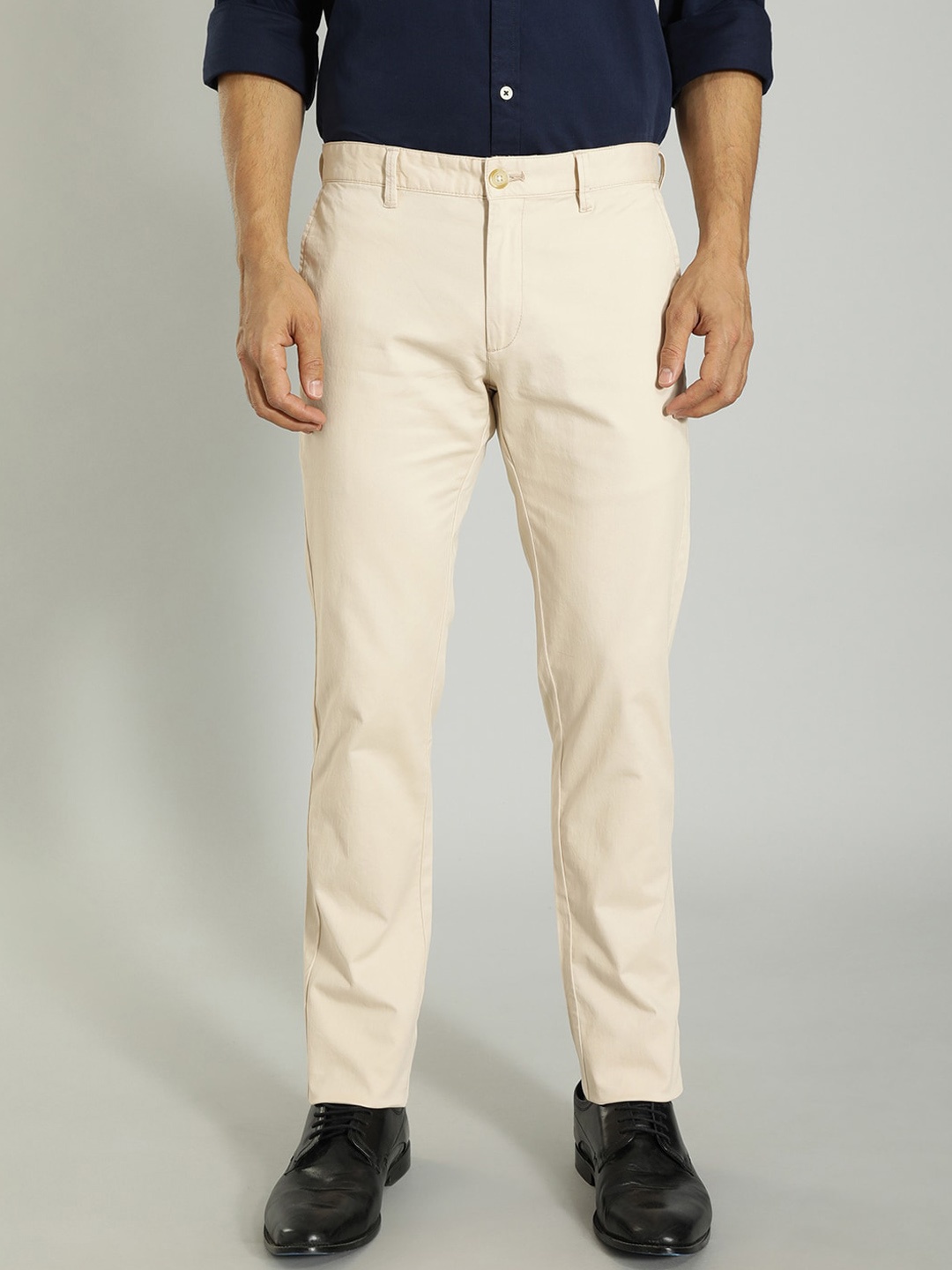 

Indian Terrain Men Brooklyn Mid Rise Slim Fit Regular Trousers, Beige