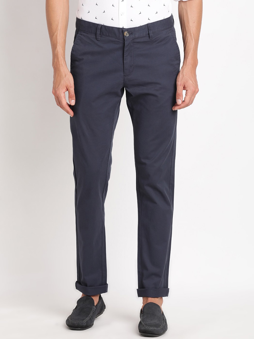 

Indian Terrain Men Mid-Rise Brooklyn Slim Fit Regular Trousers, Navy blue