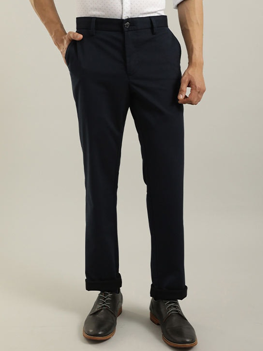 

Indian Terrain Men Kansas Regular Trousers, Navy blue