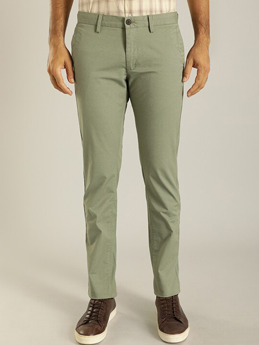 

Indian Terrain Men Brooklyn Slim Fit Cotton Formal Trouser, Green