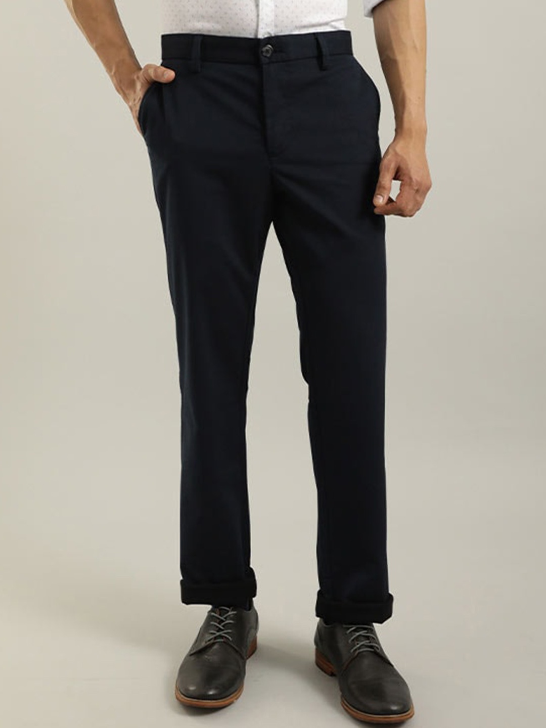 

Indian Terrain Men Kansas Regular Trouser, Navy blue