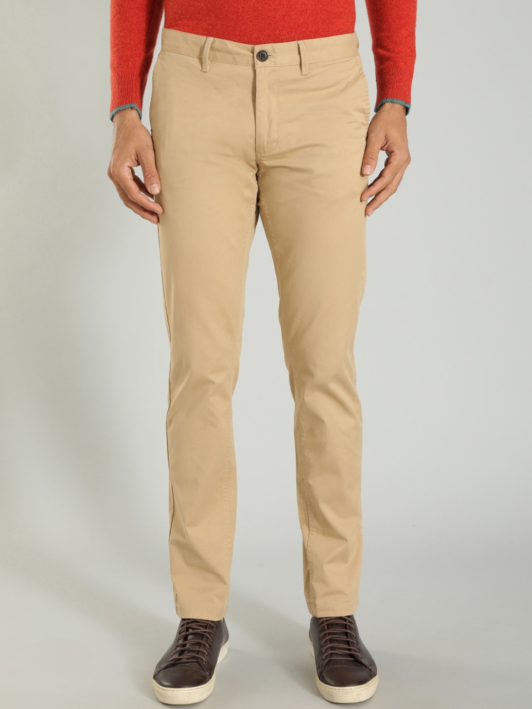 

Indian Terrain Men Brooklyn Slim Fit Cotton Chinos Trouser, Khaki
