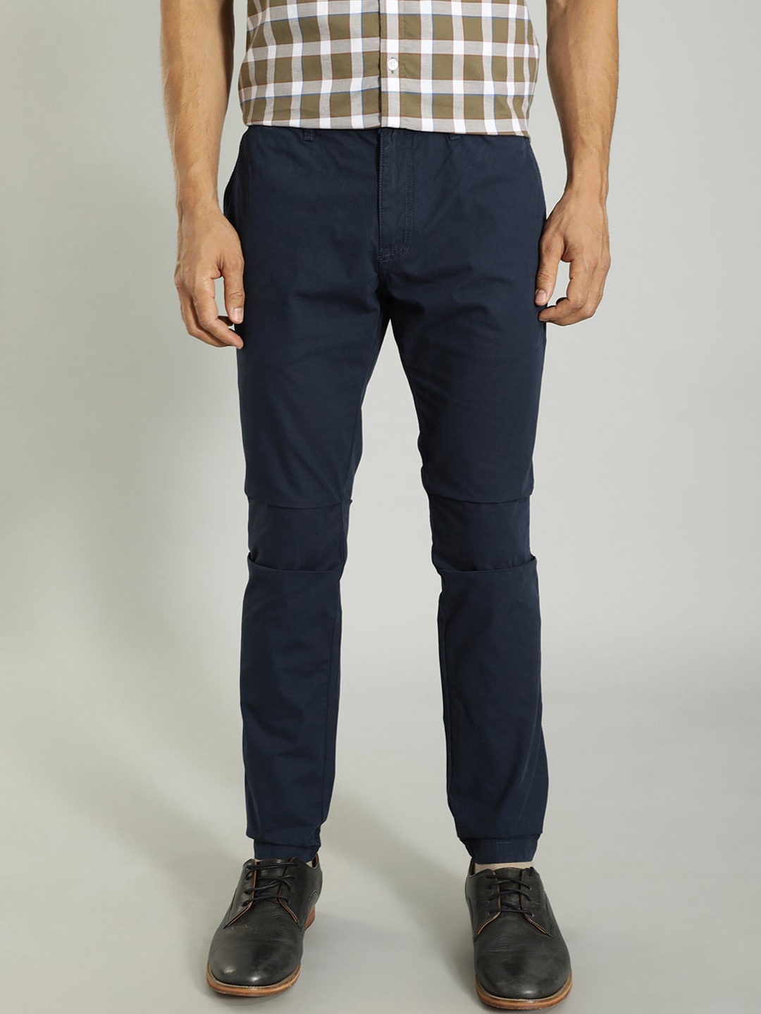 

Indian Terrain Men Urban - C Tapered Fit Cotton Trousers, Navy blue