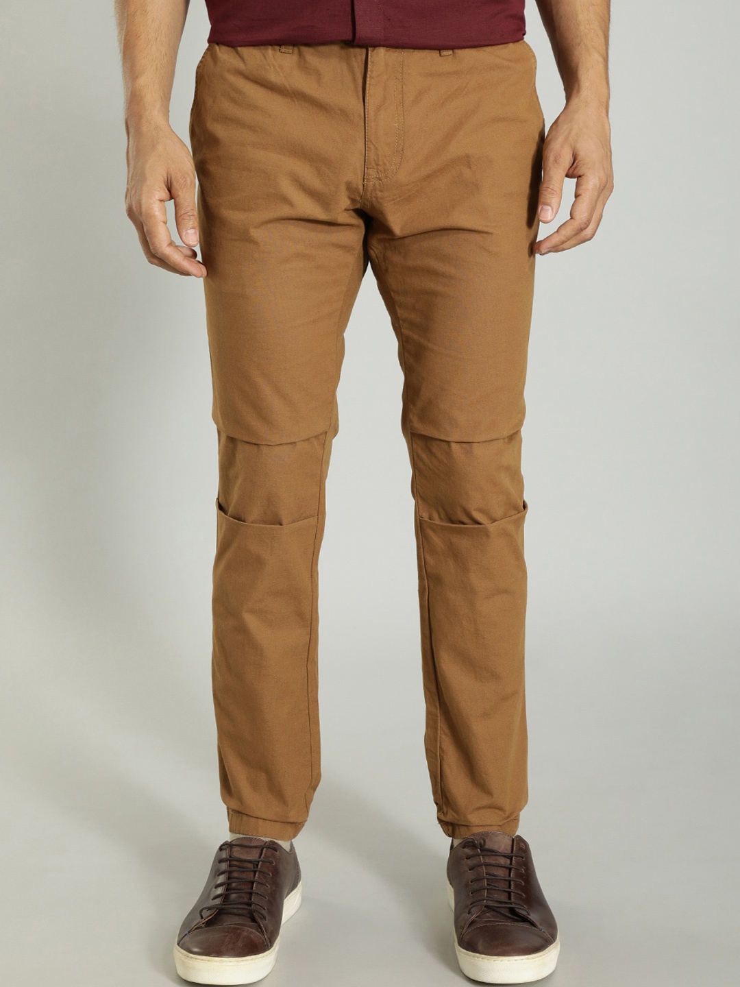 

Indian Terrain Men Cotton Urban - C Tapered Fit Mid-Rise Trouser, Tan