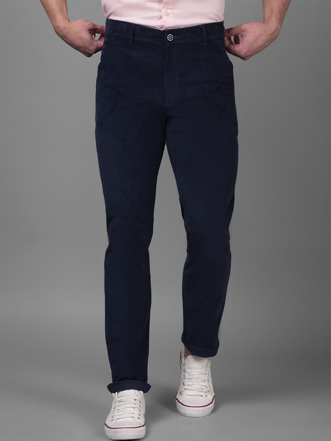 

Crimsoune Club Men Mid-Rise Original Slim Fit Chinos Trousers, Blue