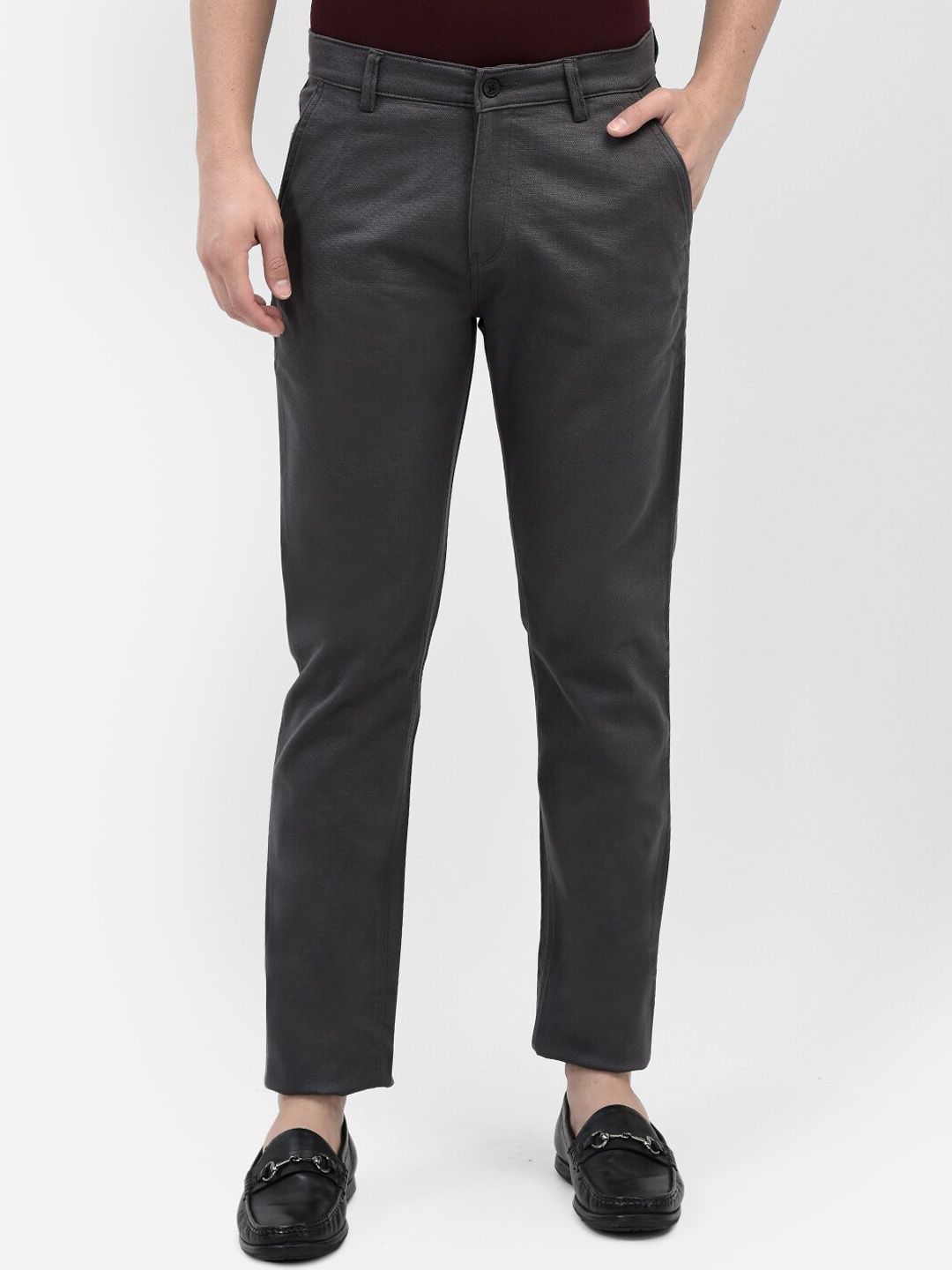 

Crimsoune Club Men Mid-Rise Original Slim Fit Chinos Trousers, Grey
