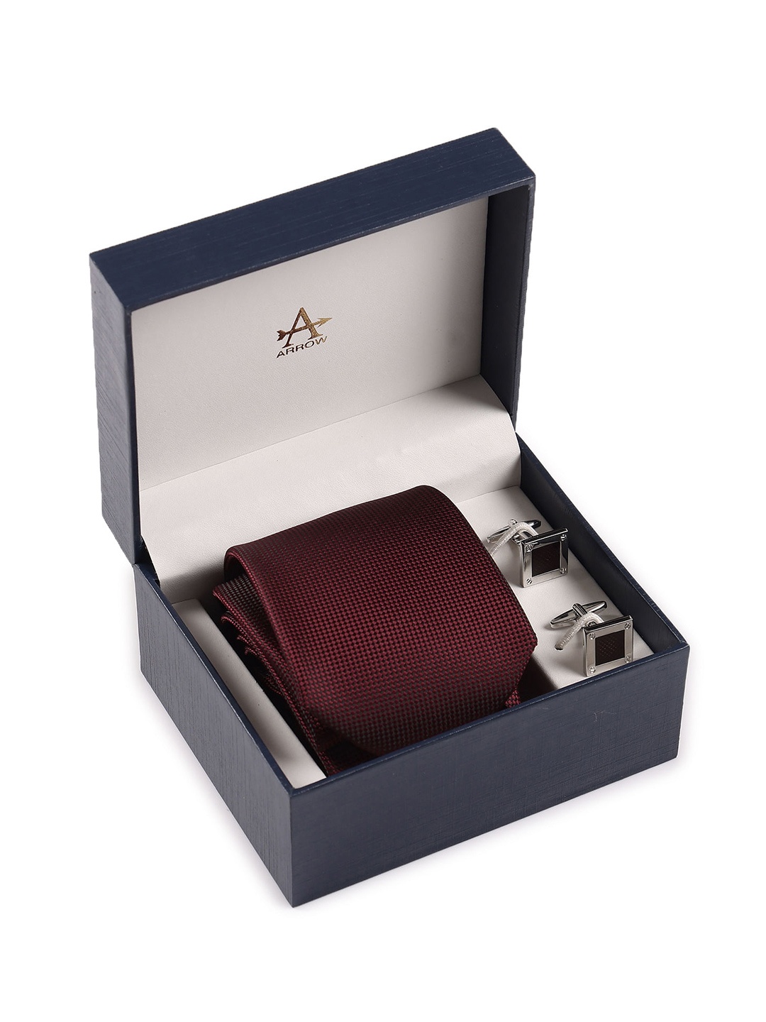 

Arrow Men Checked Tie & Cufflinks, Maroon