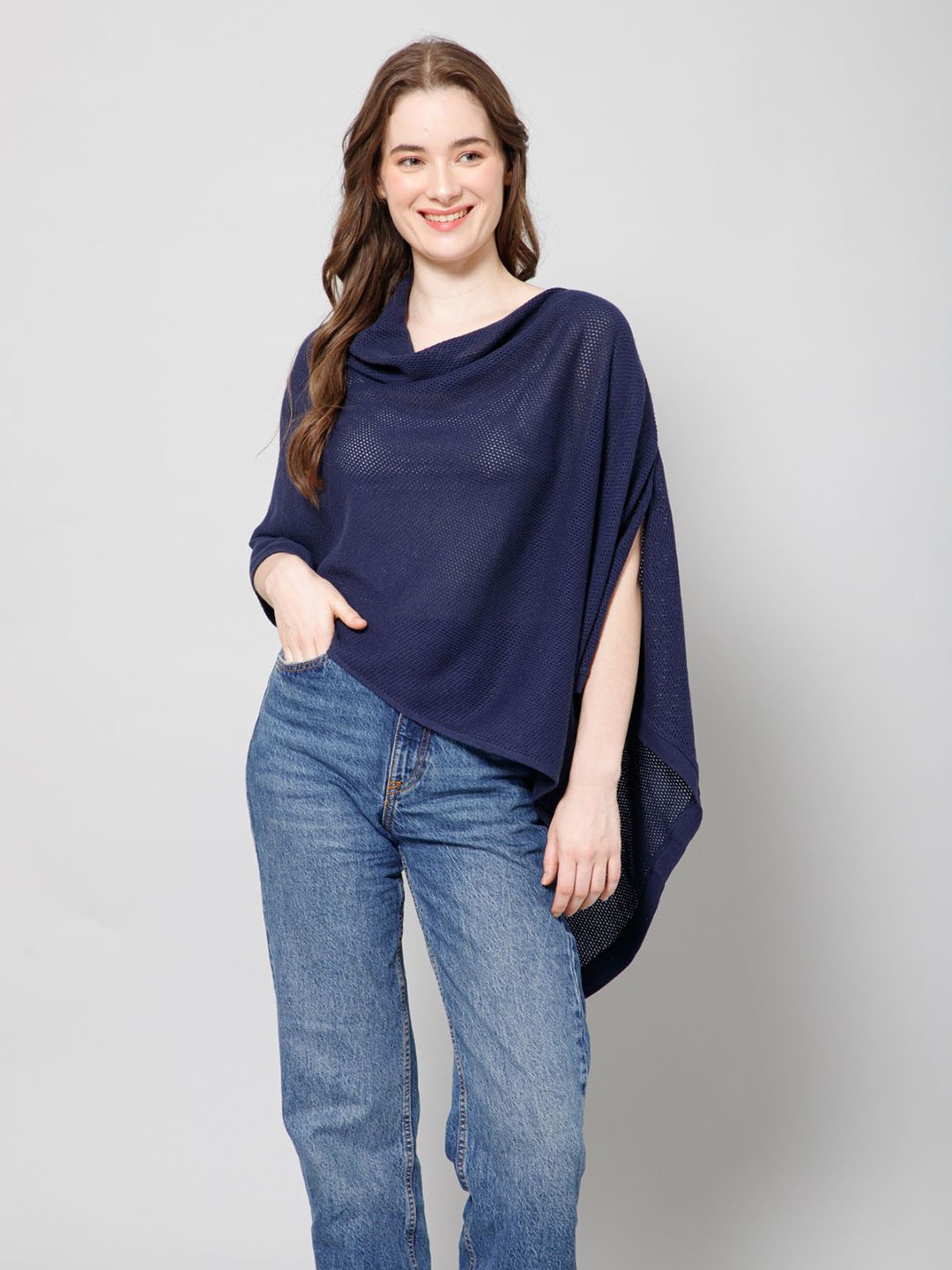 

House Of Zelena Women Waterfall Shrug, Navy blue
