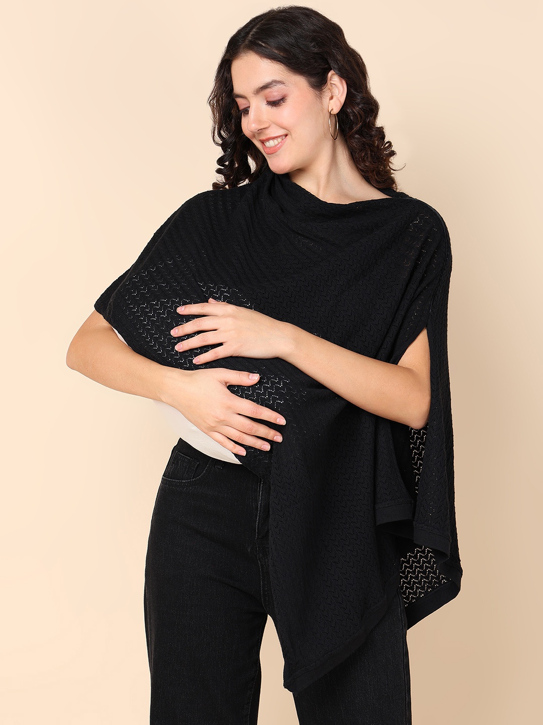 

House Of Zelena Self Design Maternity Nursing Cover, Black