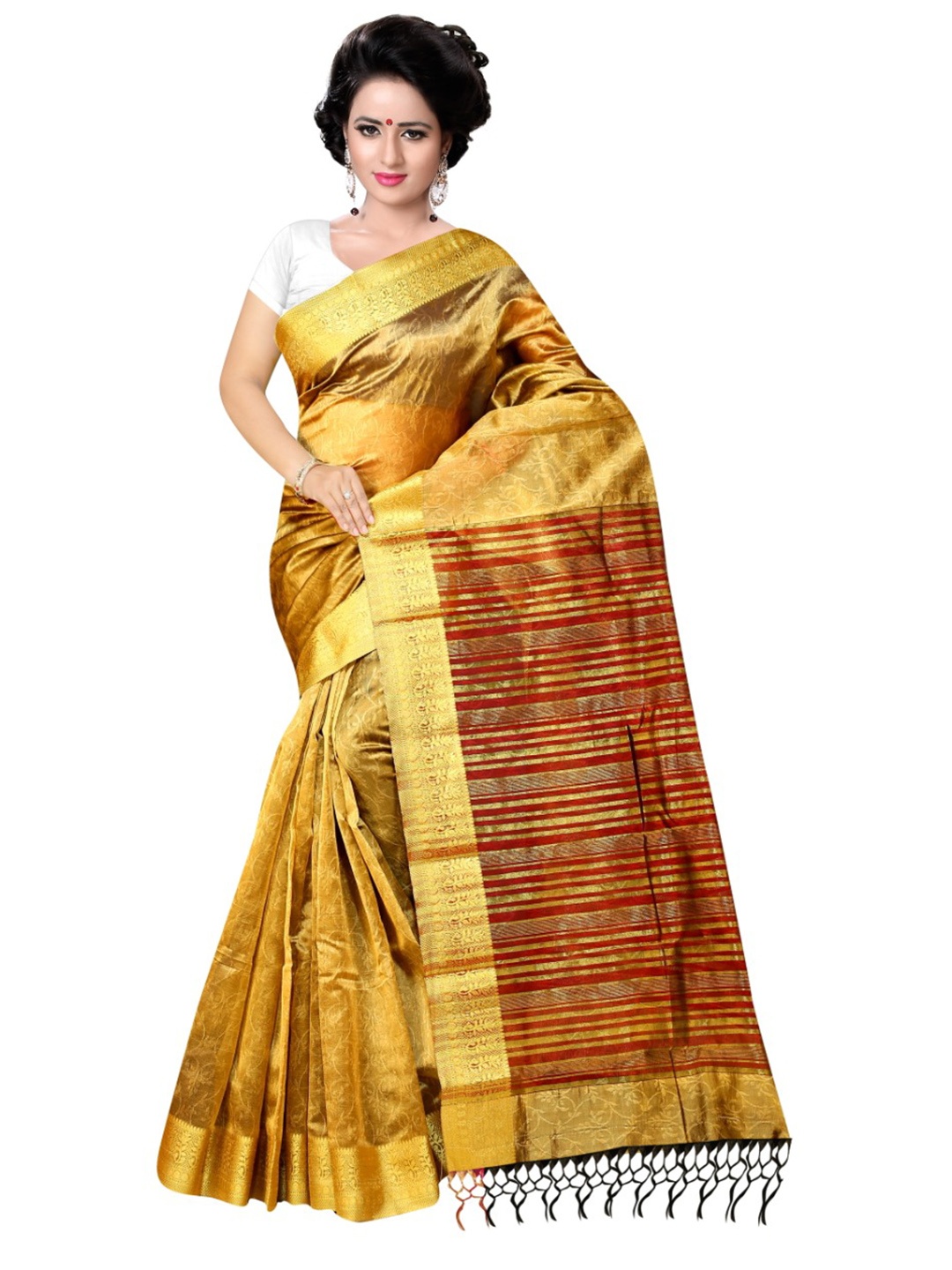 

NIWAA Woven Design Zari Organza Banarasi Saree, Gold